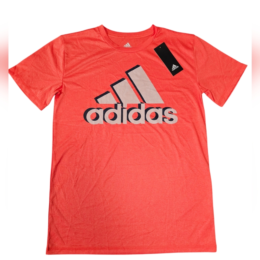 Boys Adidas Large 14/16 Red/Orange Athletic T-shirt NWT Polyester